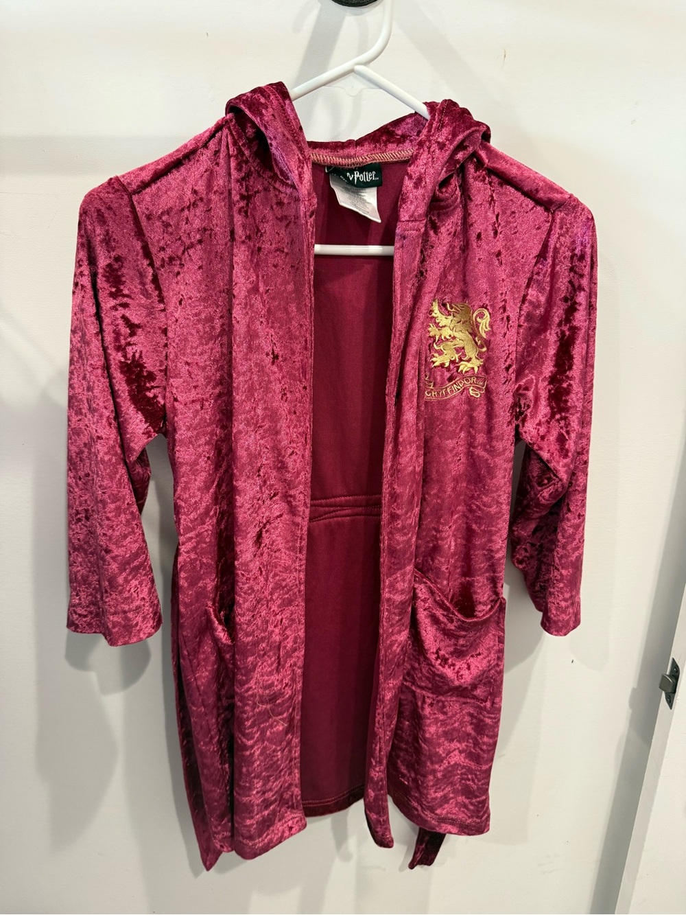Kids Harry Potter Plush Maroon Gryffindor Hooded Robe